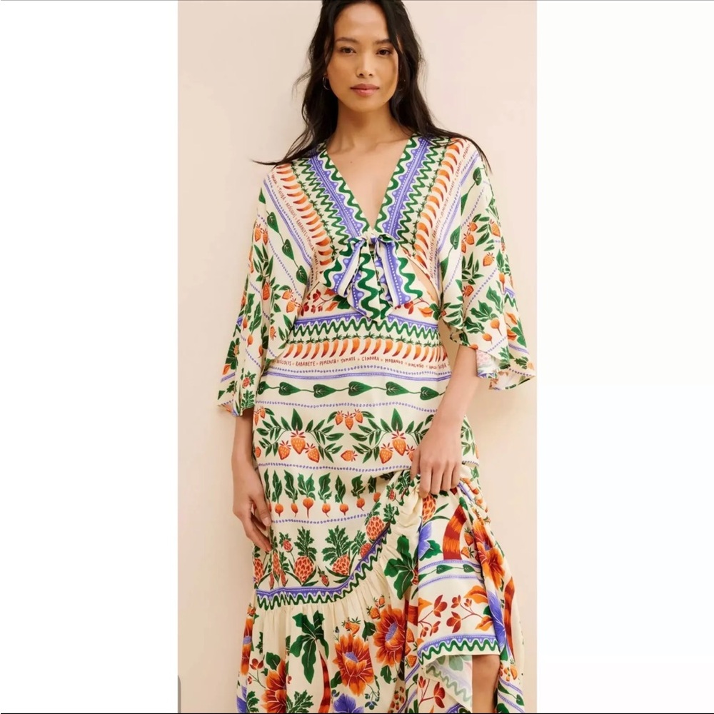 FARM Rio V-Neck Kaftan Maxi Cut-Out Dress